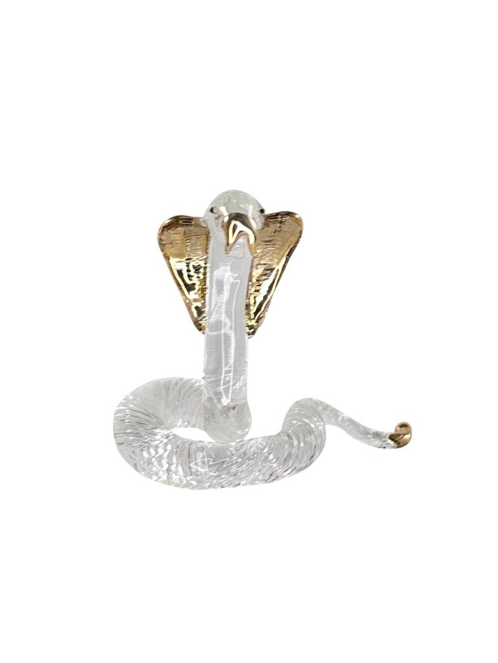 Klima Glass Cobra Snake 22K Gold Accents Miniature Figurine Reptile Animal
